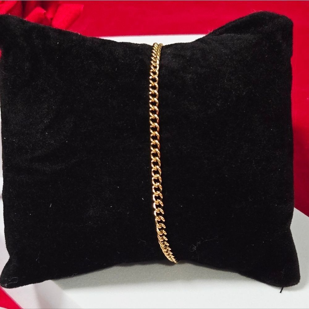 Gold Round Curb Chain Bracelet 2mm Stainless Steel